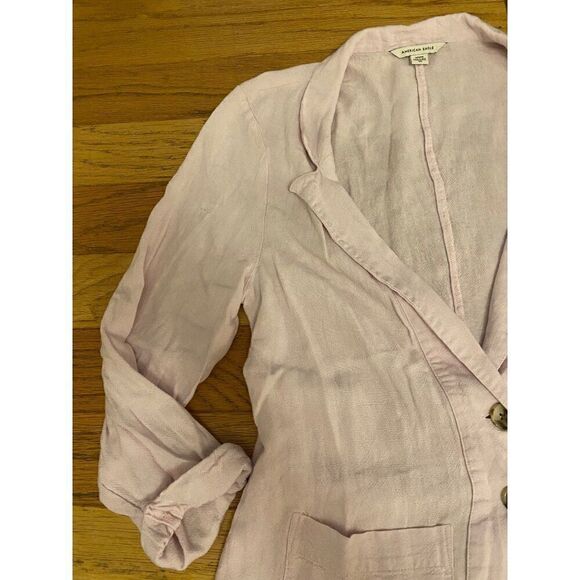 American Eagle Women's pink Linen-Blend Blazer With Button Closure size medium - Picture 3 of 8